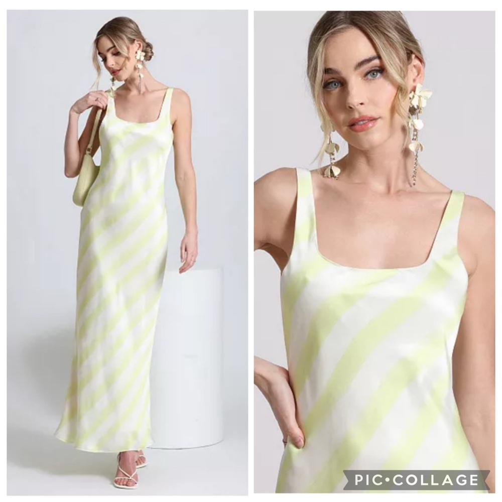 Sleeveless Yellow Striped Maxi Dress